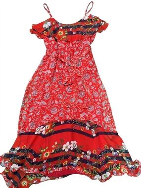One September (Anthropologie) Zuri Floral Maxi Dress Size Medium Ruffle Detail